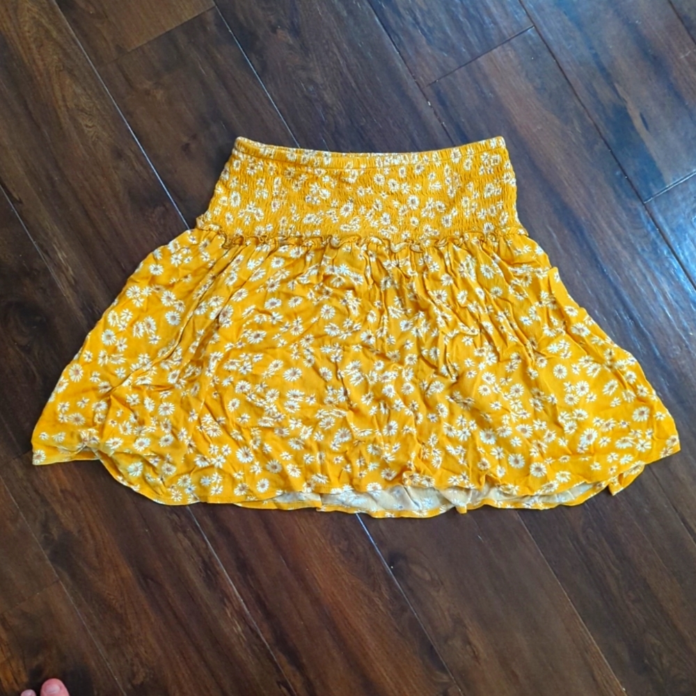 Golden Glow Hippie Rose Tiered Skirt Smocked Waist
